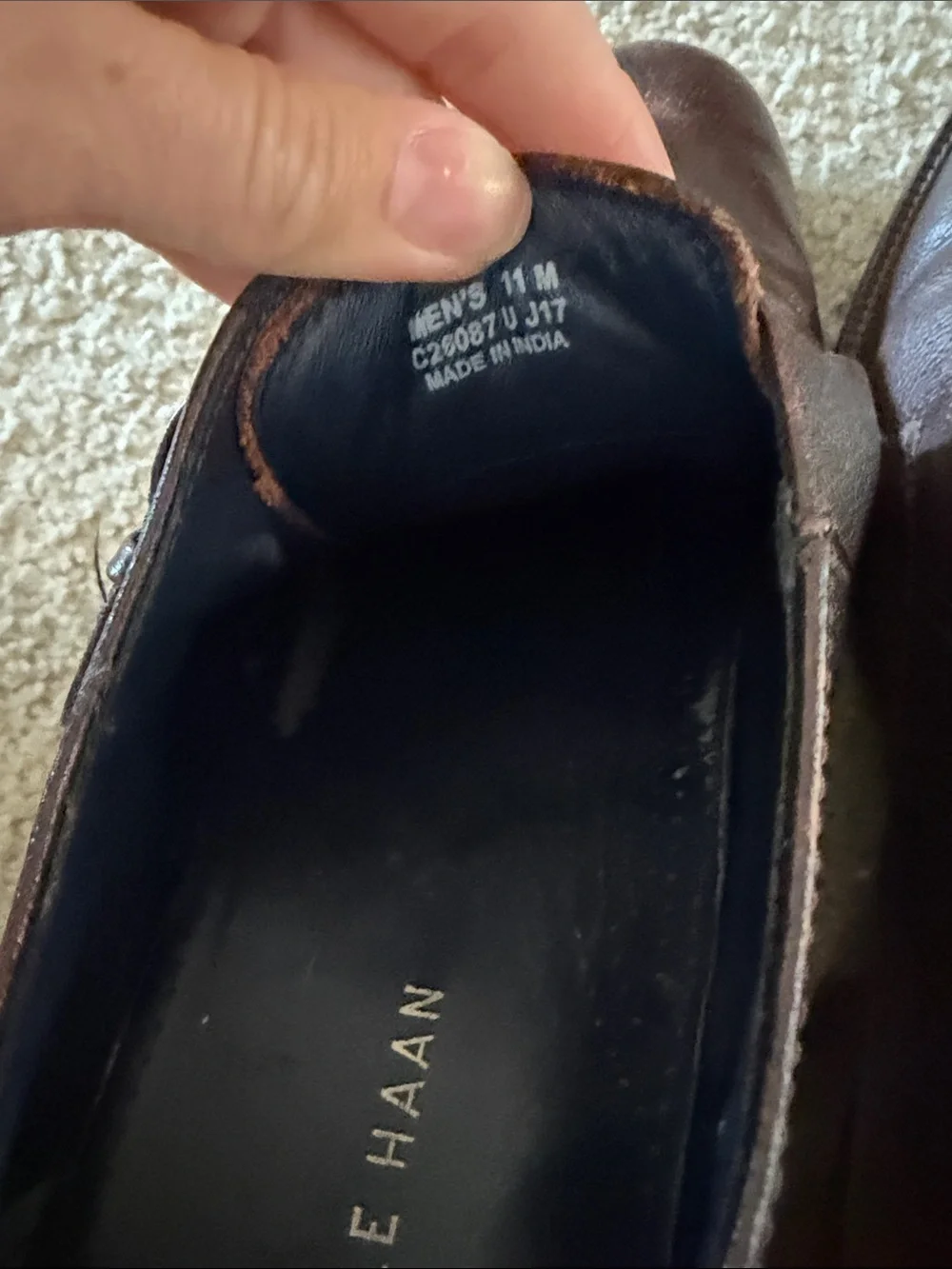 Cole Haan Men's Dark Brown Leather Single Monk Strap Oxfords